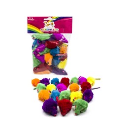 AXEL PETS 20 Colorful Rainbow V2.0 Mice with Catnip and Rattle Sound Made of Real Rabbit Fur Interactive Catch Play Mouse Toy for Feline Cat, Pack of 20 Mice