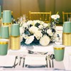 Whaline 50Pcs Sage Green Paper Cups with Gold Scalloped Edges