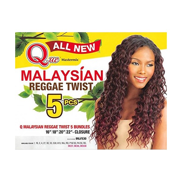 Que MALAYSIAN REGGAE TWIST 5PCS Human Hair Blended Weave (RED)