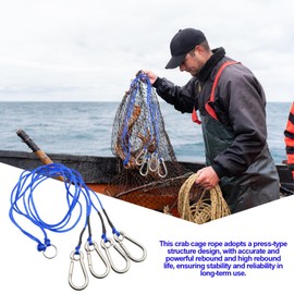 Crab Trap Rope | 4-Arm Crab Trap Harness Marine Grade with Heavy Duty Metal Hooks | Shrimp Cage, Eel Fishing Net Rope for Freshwater Lifting Rigging