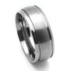 DoubleAccent 8MM Comfort Fit Titanium Wedding Band Beveled Edges Grooved