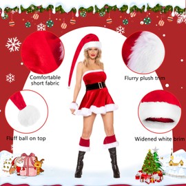 Seachrgif Weihnachtsmütze Lange Nikolausmütze Erwachsene Plüsch Erwachsene Plüsch Weihnachtsmann Mütze mit Dicker Fellrand, Santa Clause Mütze Plüsche Nikolausmütze für Damen und Herren rot 80cm