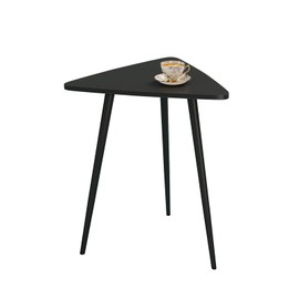 SAYGOER Black Side Table Small Triangle End Table Modern Narrow Bedside Table for Living Room Bedroom Small Space Unique Sofa Table with Metal Frame Easy Assembly, Classic Black