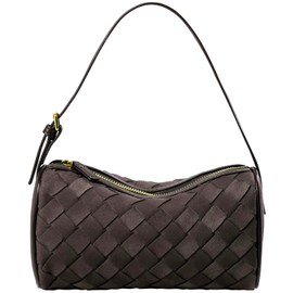 GZRHKJ Woven Leather Bag, Vintage Leather Woven Tote Bag for Women, Leather Top-handle Shoulder Bag, Small Handbag, Woven Bag