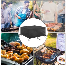 Square Grill Cover, 420D Oxford Cloth BBQ Covers Waterproof Heavy Duty Silver Coated Barbecue Grill Cover with Convenient Buckle Design Outdoor Cooking Tools Accessories