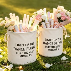 2 Pcs White Large Wedding Baskets with Handles 15.75 Inch Felt Storage Baskets for Holding Flowers Glow Sticks for Picnics Decoration Party Favors Gift Garden