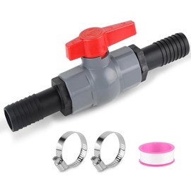 Ball valve with hose connector, PVC ball valve, pool shut-off valve, pool ball valve, shut-off valve with internal thread 41 mm and hose nozzles 32 mm, hose adapter for irrigation and sanitary systems