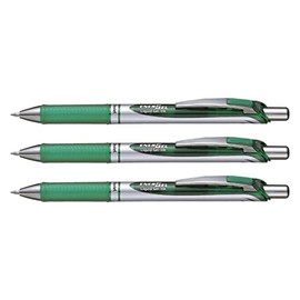 Pentel Energel Rollerball Gel Ink Rollerball Pens Pack of 3, Green
