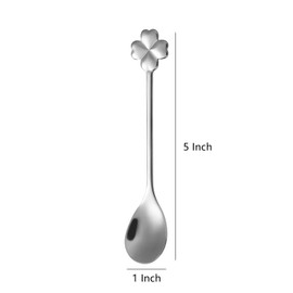 Ouliget Stainless Steel Coffee Dessert Spoon, Cute Demitasse Spoon for Stirring, Creative Flower Sugar Spoon, 4 Pieces