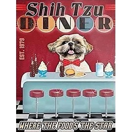 YEEIFFD 5D Diamond Painting Kits Shih Tzu Dog Diner Diamond Art Kits for Gift Full Round Drill Diamond Painting for Home Office Wall Art Decor 12x16 Inch