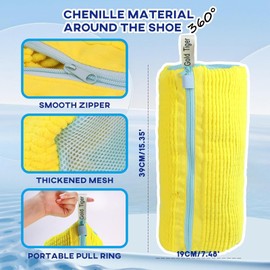 Shoe Laundry Bag, Shoe Washing Machine Bag, Laundry Shoe Bag for Washer and Dryer, Reusable Shoe Washing Bag (Yellow 2Pcs+Laundry Mesh)