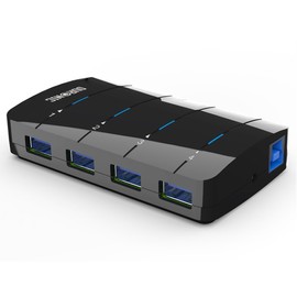Duronic USB Hub 4 Port USB304BH BLACK High Speed Data Transfer