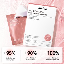 5 Pack Bio Collagen Mask, 100% Korean Face Mask Skincare Products, Overnight Hydrating Face Mask, 34g x 5ea