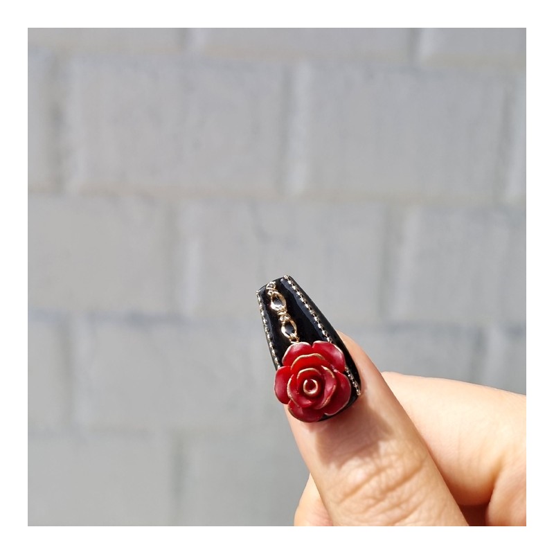 Chain Rose Handmade Nail Tips - Natural / 체인 로즈