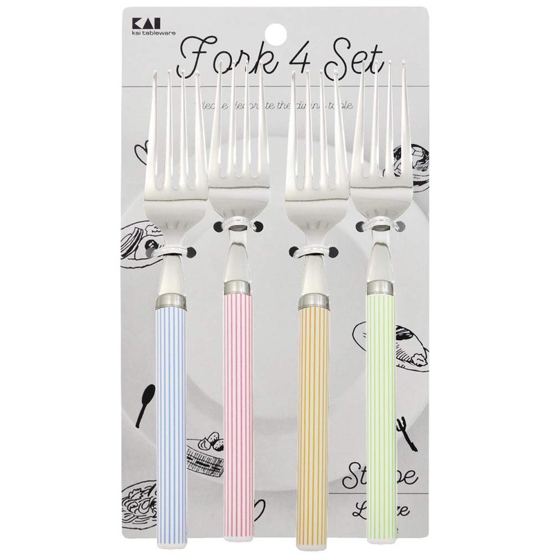Kai FA5172 KAI Fork, Large, Striped Pattern, Made in Japan