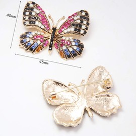6PCS Fashion Crystal Butterfly Brooch, Multi-Color Rhinestone Crystal Brooches Pins, Cute Animal Shape Corsages Brooches for Women Decoration