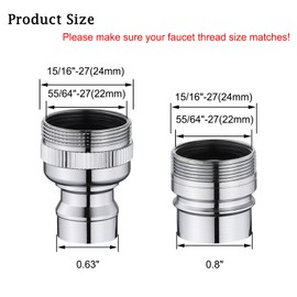 Dishwasher Faucet Adapter with Aerator, Faucet Adapter for Portable Washer, Dishwasher Snap Adapter Connection, for Kitchen/Bathroom Faucet, Chrome