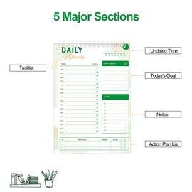 To Do List Notebook Daily Planner A5 CheckList Pad 52 Sheets, 5.9" x 8.2" Daily Schedule Goal and Tasks Setting Notepad Productivity Planner, Everyday Planner, A5-LG