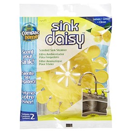 COMPAC HOME Sink Daisy Scented Kitchen Sink Strainer infuses & Freshens, Must Have Kitchen Sink Accessories, Sink Drain Strainer - Catcher, 2 Count, Yellow, Lemon Scent
