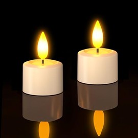 Yme Rechargeable Flameless Tea Lights Candles, 2pcs Waterproof Battery Operated LED Flickering Votive Candles with Timer for Home Halloween Christmas Party Decor