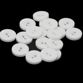 BIG-SAM Laundry Buttons, White, Diameter 15, 17 or 18 mm, 2-Hole, Flawless (17 mm)