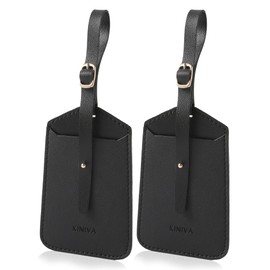 Luggage Tags for Suitcases, Leather Cruise Bag Tags for Travel with Name Label & Privacy Cover,Travel Accessories for Luggage Suitcase Bag (10 Black)