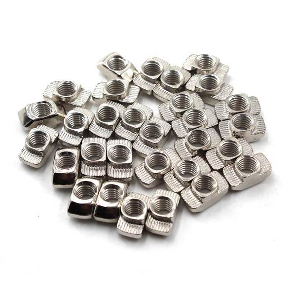 M5 T Nut Nickel Plated Carbon Steel T Slot Nut For 2020 Aluminum Extrusion European Standard (Pack of 100)