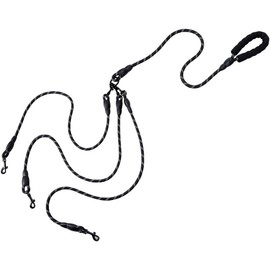 Correa de Paseo Triple y Extensible para Perros – Sistema 3 en 1 de Alta Resistencia (Negro)
