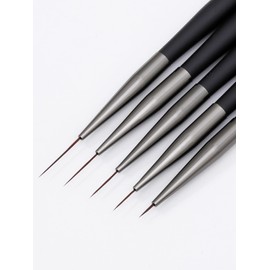 Nail Art Brushes, 5Pcs Nail Art Liner Brushes, Dotting Pen Tools, Painting Art Design Brush Set for Long Lines, Thin Details, Fine Drawing Sizes 7/9/11/15/22mm, Black