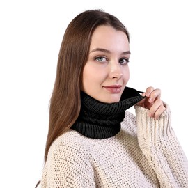 2 in 1 Electric Heated Beanie Scarf, Olders Men Women USB Heating Skull Cap Neckchief Winter Thermal Running Camping Cycling Ski Knitted Hat Head Neck Warmer Heat Therapy Neck Wrap Black