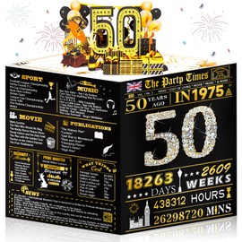 50th Birthday Cards Funny 3D Pop Up Gifts with Envelope for Women Men Wedding Anniversary Party Decorations Born In 1975 50 Year Old Poster Greeting Card for Mum Dad Husband Wife Aunt Uncle
