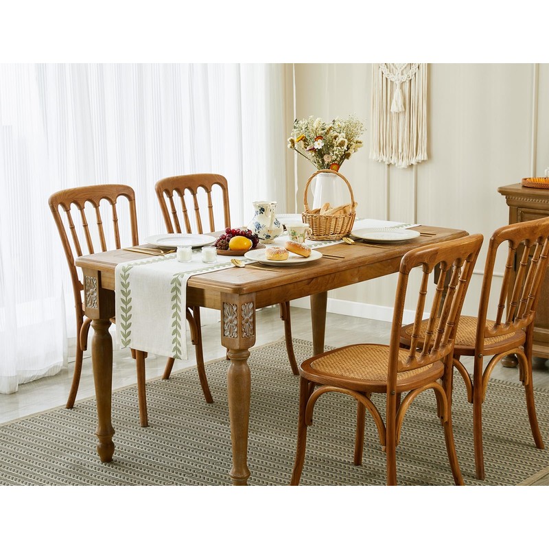 Wracra Embroidered Table Runner Irregular Willow Leaf Table Runners 60