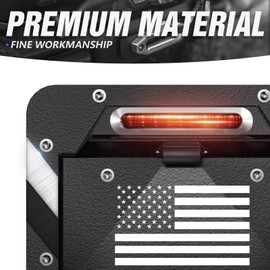 EYOUHZ for Wrangler JK Spare Tire Delete License Plate Frame with Illuminate & Third Brake Light Compatible with 2007-2018 Jeep Wrangler JK JKU, Rear Wheel Mount Licence Bracket Holder Relocation