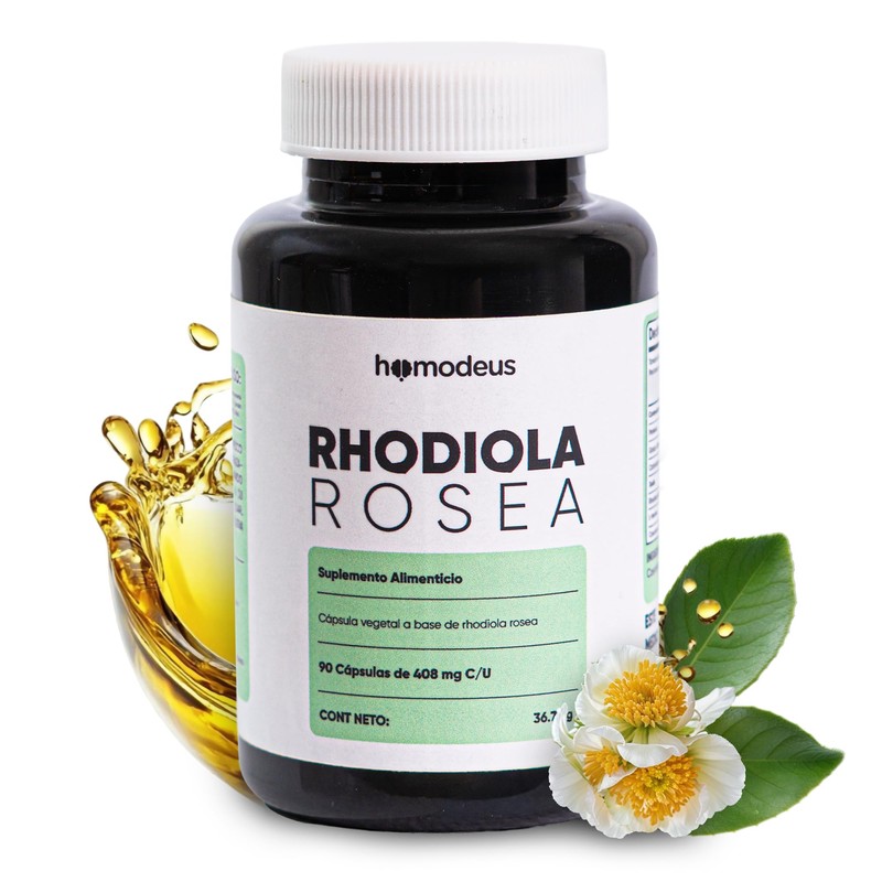 Rhodiola Rosea 90 Cápsulas, Adaptógeno para 1.5 Meses Nootropico Homodeus