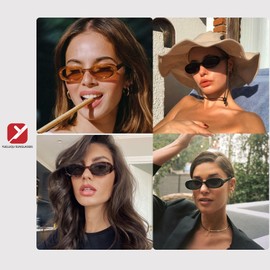 YUELUQU Retro Oval Sunglasses, Vintage Trendy Round Sunglasses for Men and Women UV400, red/grey