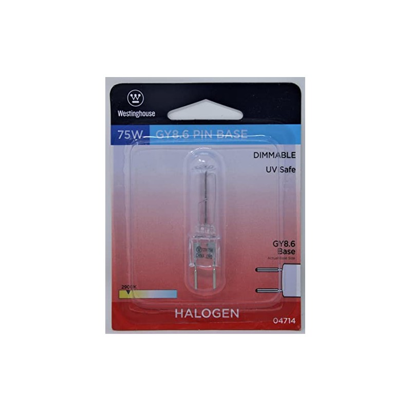 Westinghouse 0471400, 75W T4, GY8.6 Base Clear 1500 Hr 1050Lm