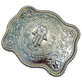 Jewish Gifts, Star of David Belt Buckle, Hamsa Hand, Bar Mitzvah, Bat Mitzvah, Religious (WITHOUT SIDE RHINESTONES)