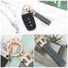 Leather Car Keychain with Rhinestone, Bling Key Chain Ring Strap