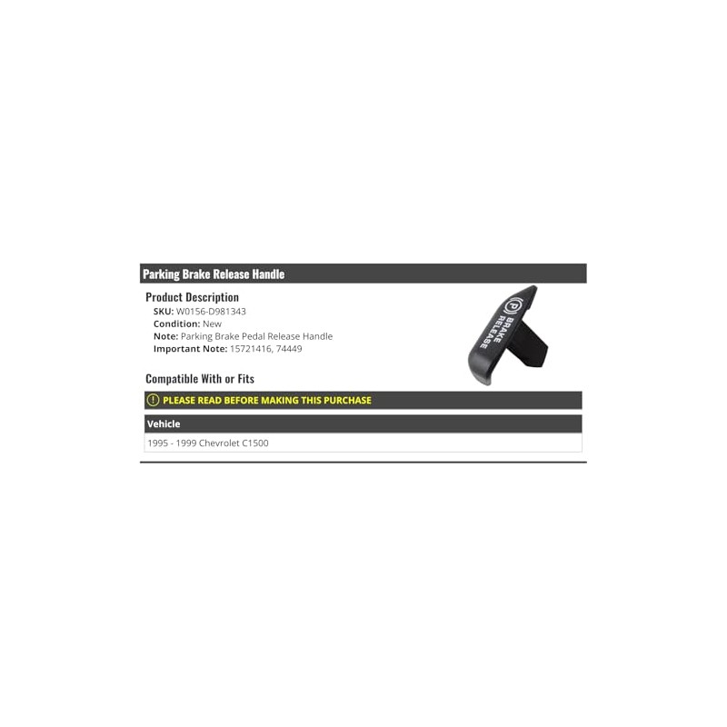 Marketplace Auto Parts Parking Brake Release Handle - Compatible with
