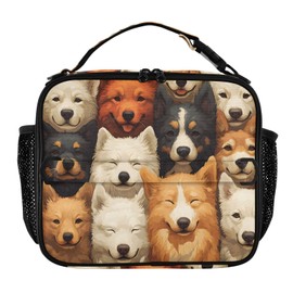 xiaotcq Dog Lunch Bag for Women Teens Girls Boys Cute Animal Lunch Box Lunch Tote Bag with Adjustable Shoulder Strap Insulated Cooler Bag for Office Work Picnic