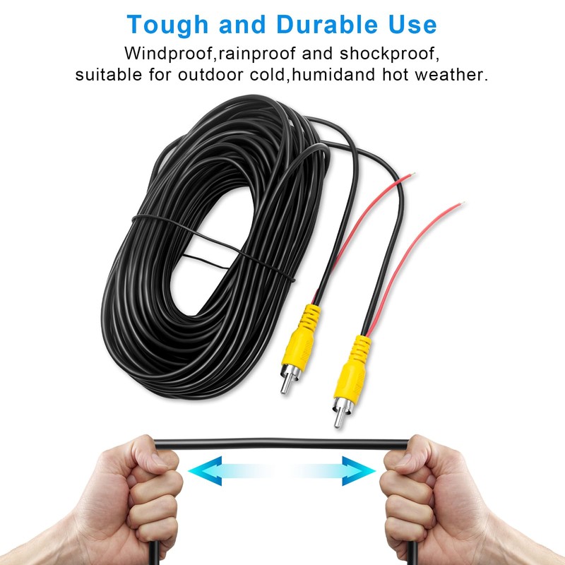 WEUASTE Premium Backup Camera RCA Cables, Car Reverse Camera Cable