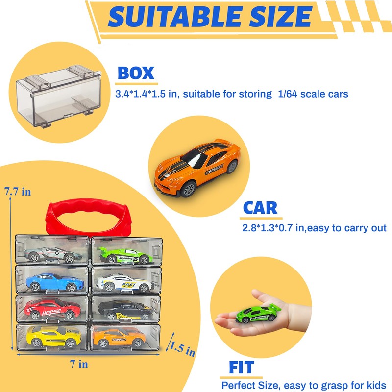 KIDAMI 8 Pack Die Cast Metal Toy Cars, 1:64 Scale