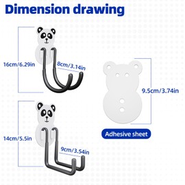 Hat and Coat Wall Mount Hook,4pcs Panda Hooks for Key Clothes skateboards balance boards,bags barbells and other fitness equipment,Wall Hooks in Entryway, Living Room, Bathroom, Bedroom, Kitchen