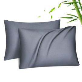 Fittia Lyocell Bamboo Cushion Cover Bamboo Fibre Pillowcase Silky Soft Cooling Breathable with Concealed Zip Grey 40 x 80 cm Set of 2