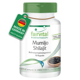 Fairvital | Mumijo Shilajit - 90 Kapseln - mit 1000mg Mumijo-Pulver pro Tagesdosis - Original Himalaya Shilajit - Fulvin- & Huminsäure - qualitätsgeprüft und hochdosiert - 100% vegan - Made in Germany