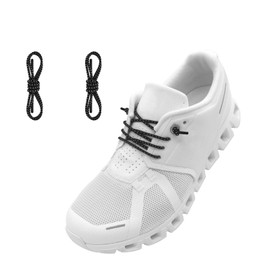 NDTEZUGT 1/10" (2.5mm) Elastic Thin Shoe Laces, Stretchy Round Bungee Shoelaces Replacement Speed Laces for Sneakers, Stretch Shoe Stings Tieless (Black+White Spot, 22''/55cm)