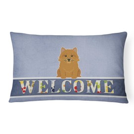 Caroline's Treasures BB5601PW1216 Norwich Terrier Welcome Canvas Fabric Decorative Pillow Machine Washable, Indoor Outdoor Decorative Pillow for Couch, Bed or Patio, 12HX16W