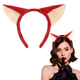 CURASA Fox Ears Headband - Plush Animal Cartoon Head Bands for Women, Girls, Kids - Cute Hair Accessories for Themed Party, Festival, Birthday - Red Hairband