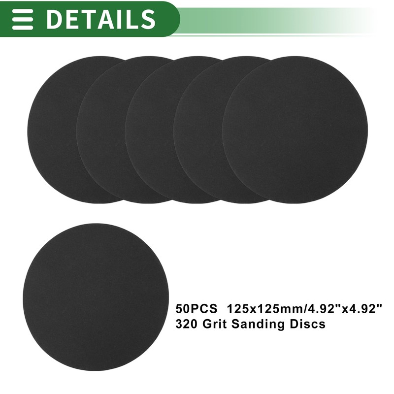 X AUTOHAUX Sandpaper Hook & Loop Sanding Sheets 125x125mm Black