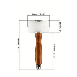 Leather Carving Hammer,Ompinda DIY Leathercraft Nylon Mallet Leather Maul with Wooden Handle for DIY Stamping Sew Leather Cowhide Tool (Straight Head)